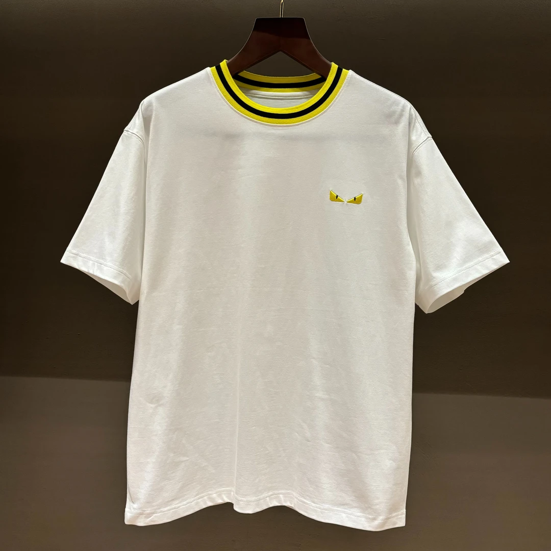 XIAO YAN JING 25开年新款圆领黄色梭织领小眼睛潮牌T恤YS-7265