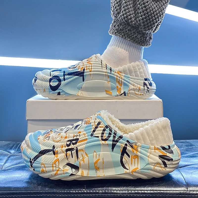 棉拖鞋男款冬季外穿包跟加绒加厚2025新款男士防水保暖面包鞋棉鞋