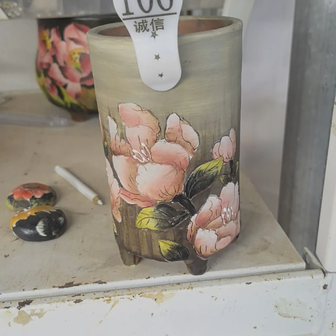 红泥花盆景德镇花盆