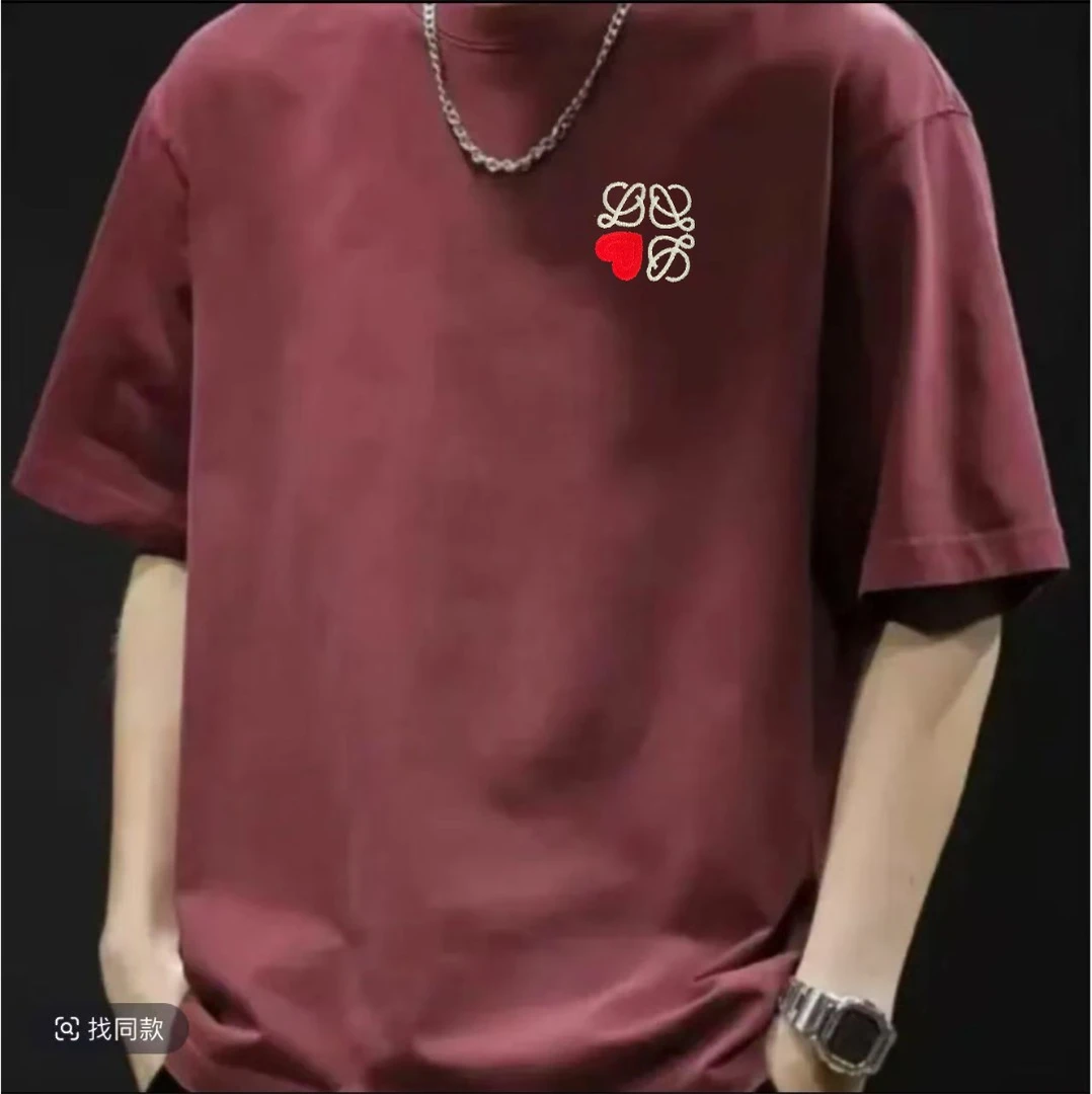 《万针刺绣》纯棉t恤男潮牌轻奢痞帅240g重磅新疆长绒棉《爱心花》