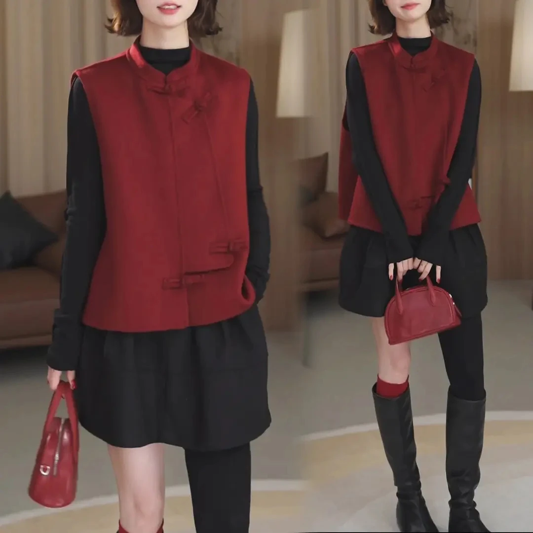 设计感新中式国风马甲套装2025秋冬新款流行款气质高端精致一整套