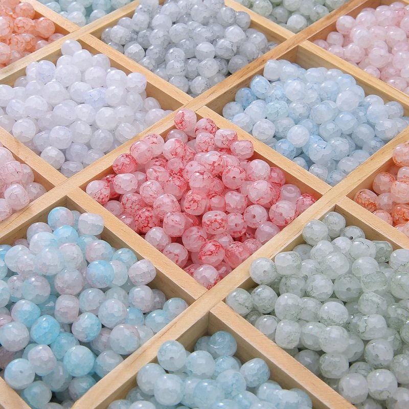 10x8mm玻璃仿水染玉碎墩墩珠diy手工饰品配件手链项链串珠散珠子