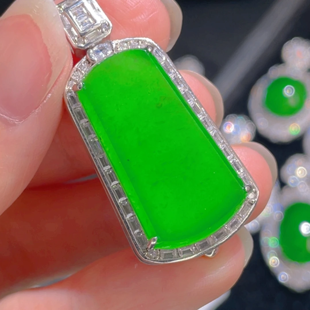 翡翠吊坠(不含链)银S925镶嵌