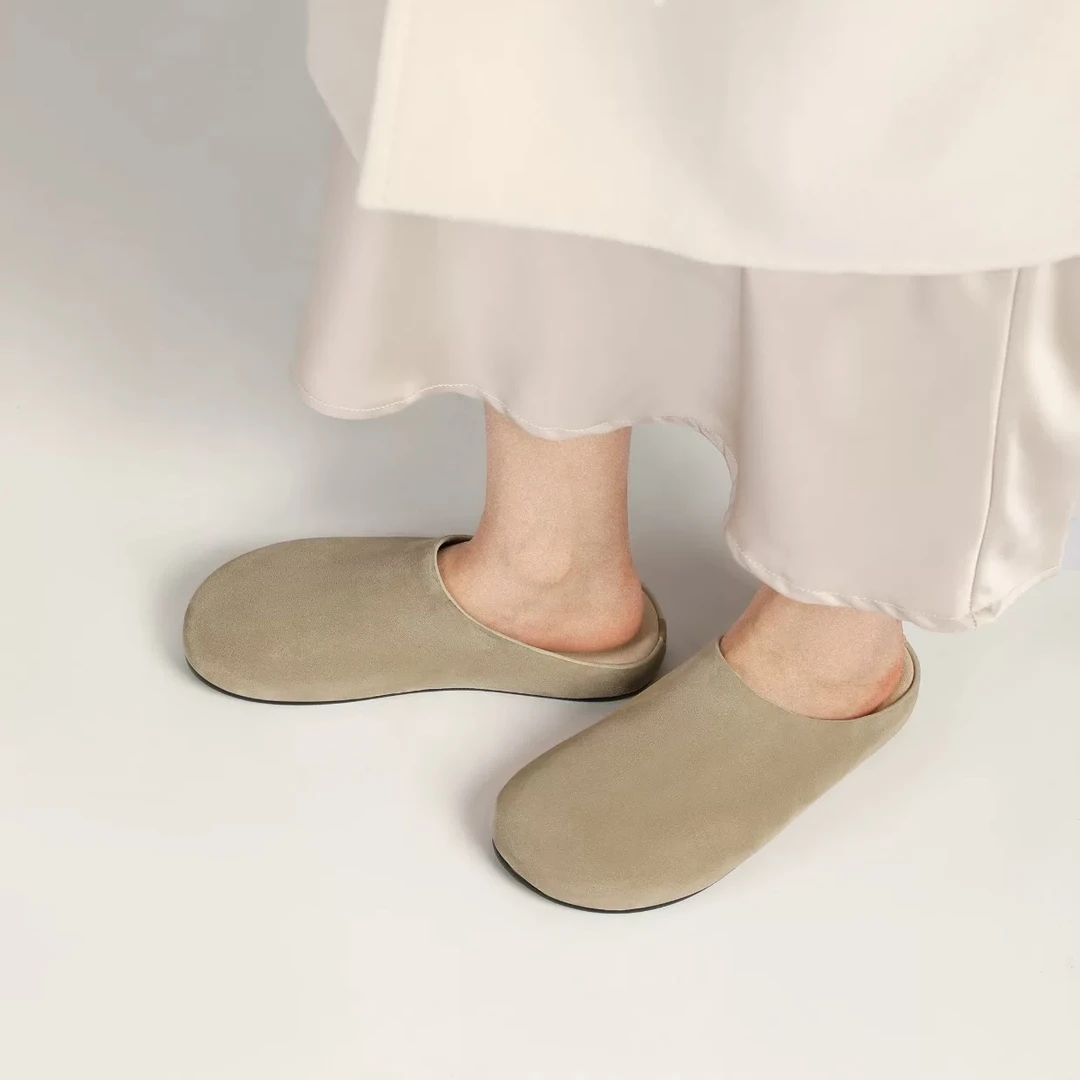 素面防滑青春潮流松糕跟包头拖舒适法式失序混搭风8898