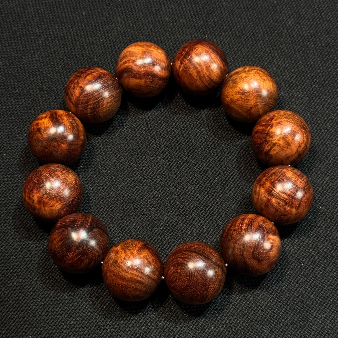 H9889海南黄花梨老料20MM岩缝水波瘤疤佛珠手串