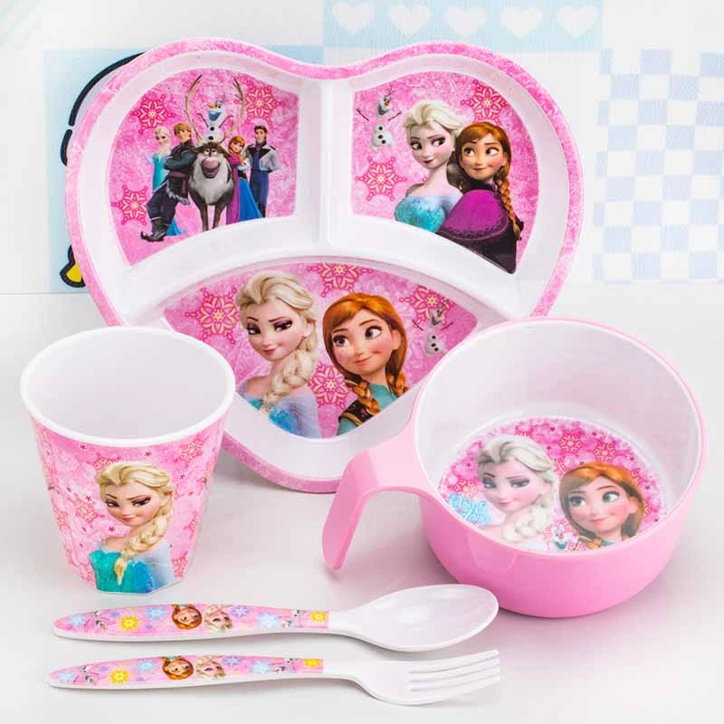 女宝专属！冰雪奇缘分格餐盘+手柄碗A5材质无异味幼儿园防烫神器