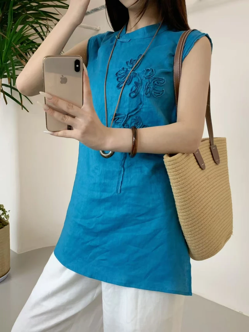 亚麻无袖中国风宽松时尚套装短裤新中式文艺吊带女装