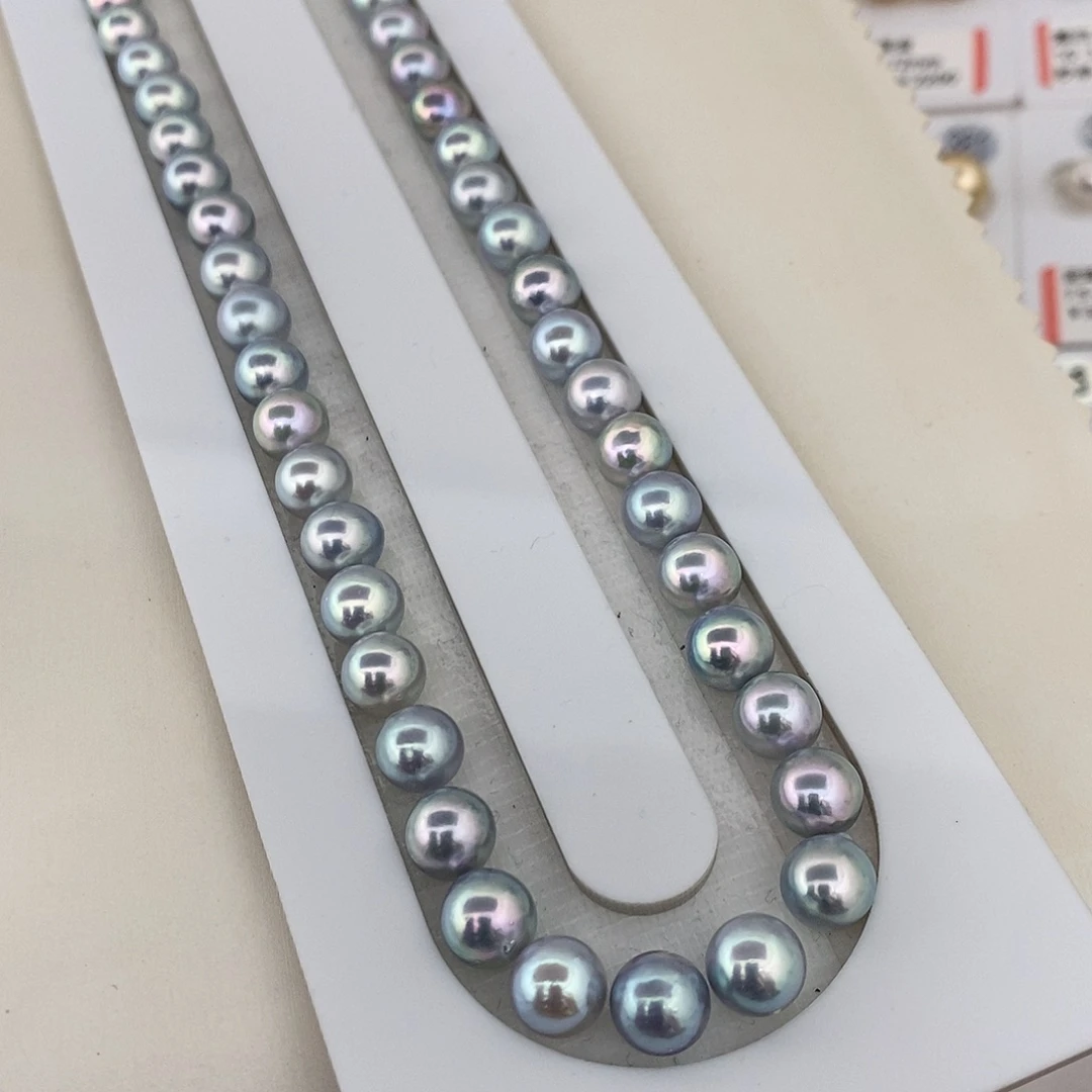 未镶嵌海水珍珠颈饰真多麻项链7-8mm52颗买断价无鉴赏