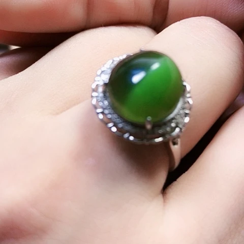 和田玉戒指银S925镶嵌