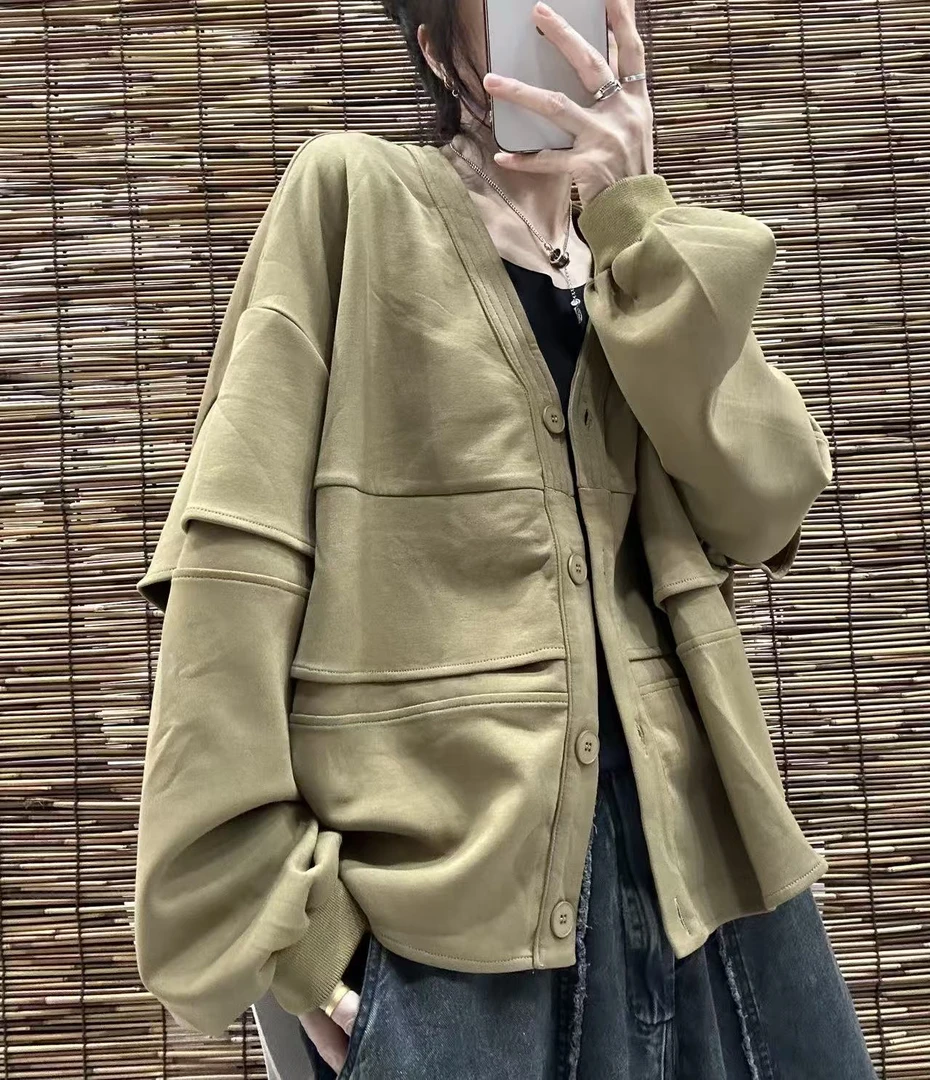 7121拼接大码宽松外套（衣长60 胸围160）