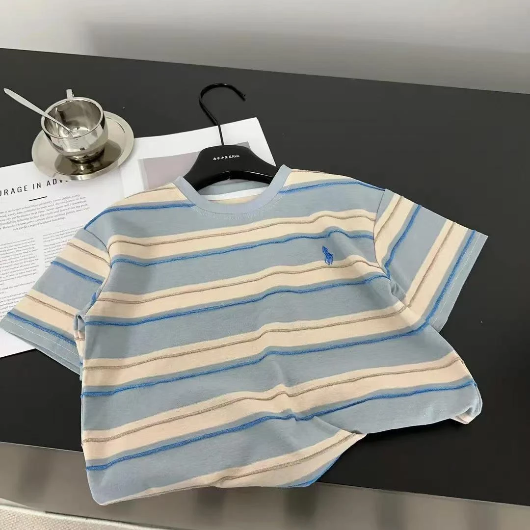 儿童韩版简约潮流条纹短袖上衣夏季时尚百搭T恤