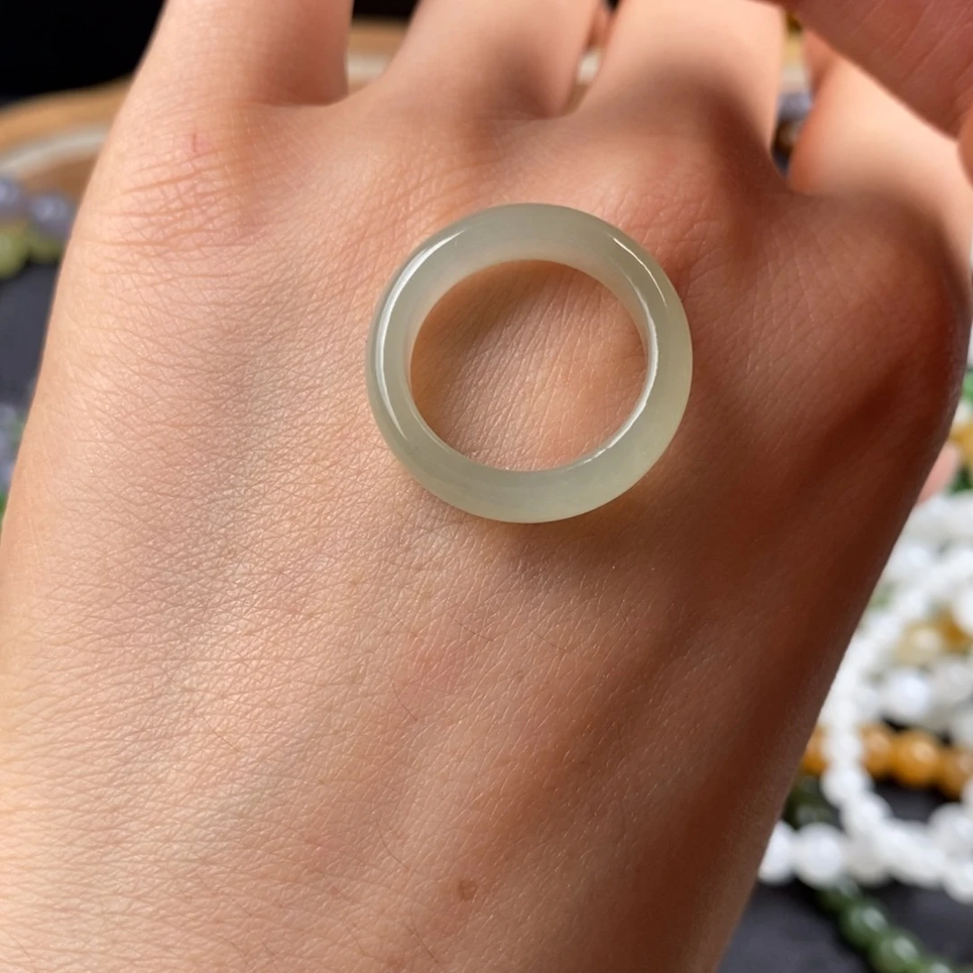 和田玉戒圈未镶嵌冰晴戒圈17.2内径