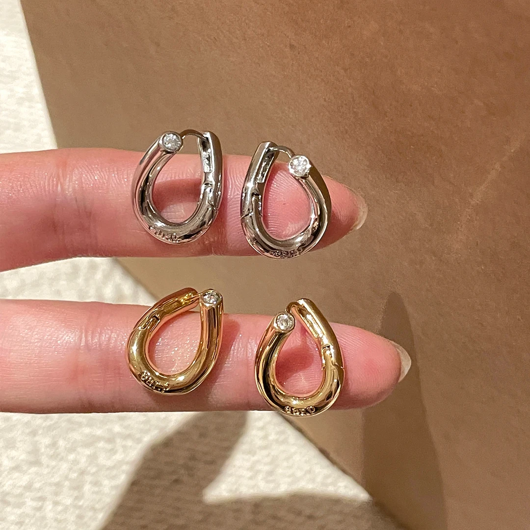 ERBAN/耳伴 925银耳饰 扭曲素圈耳环小众设计感独特个性耳圈耳饰