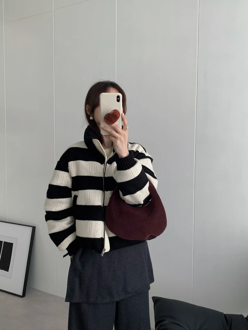 冬季条纹休闲睡衣成人长袖女童洋气青年上衣保暖