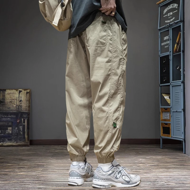 夏季薄款冰丝速干休闲裤男夏季新款潮牌大码宽松运动哈伦束脚裤子