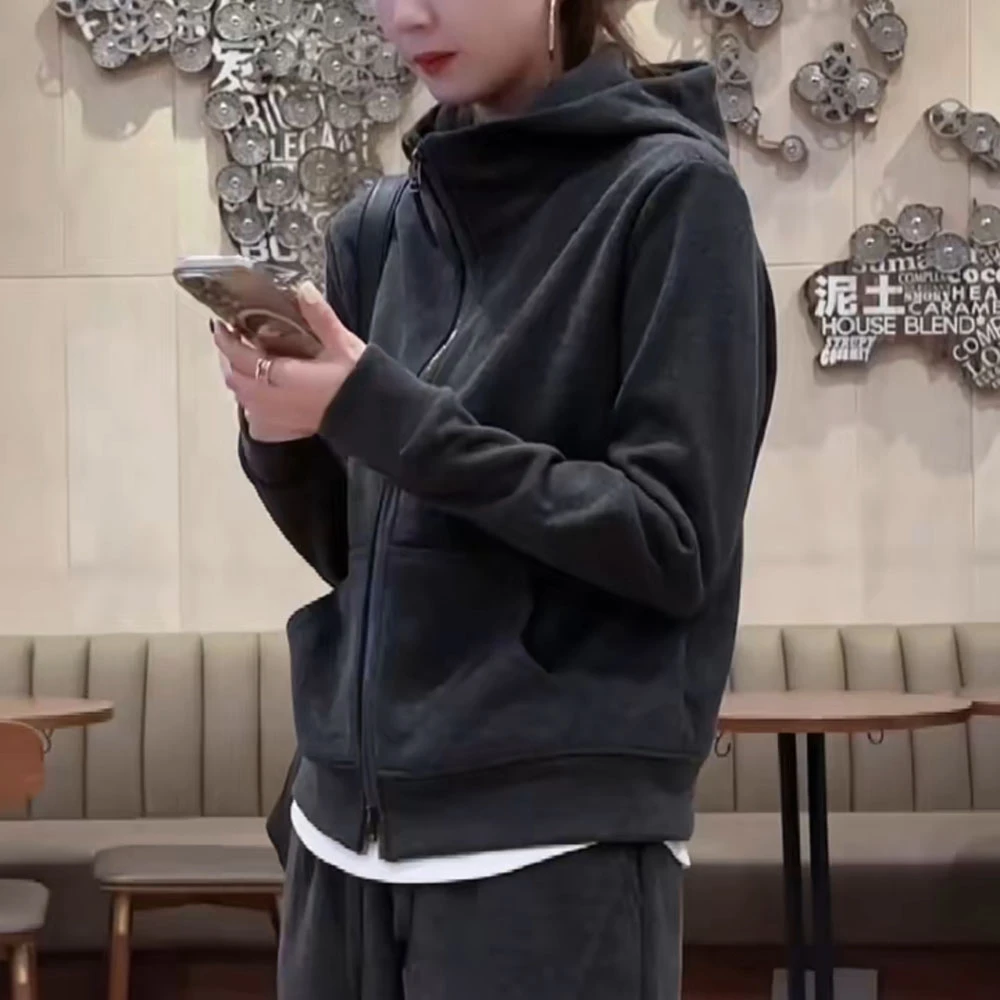 休闲慵懒风运动套装女2025秋冬新款时尚洋气连帽卫衣阔腿裤两件套