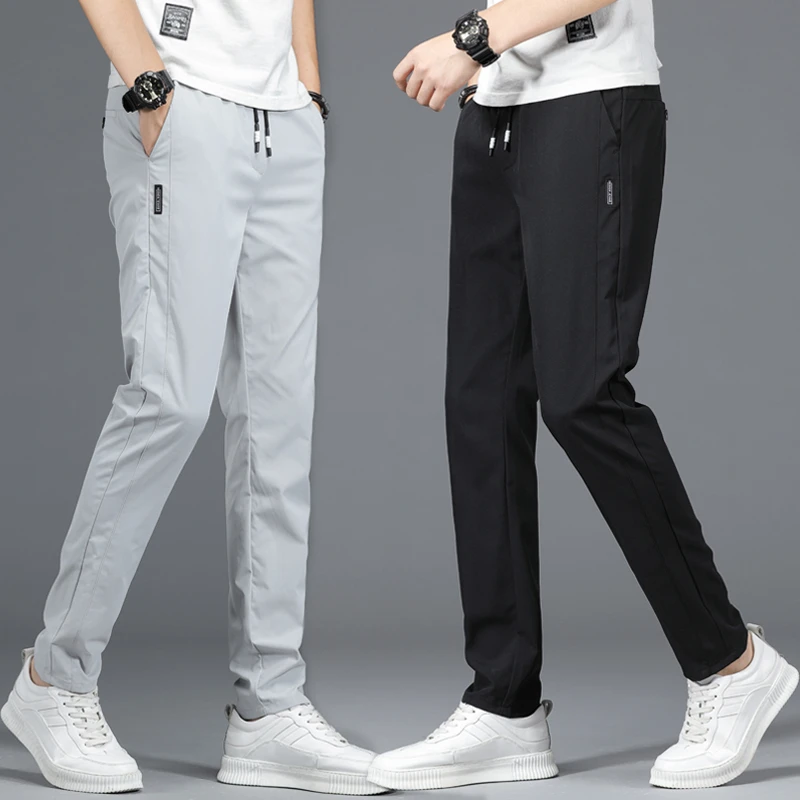 男士休闲裤男春夏2025新款修身直筒裤子男夏季男裤薄款运动长裤