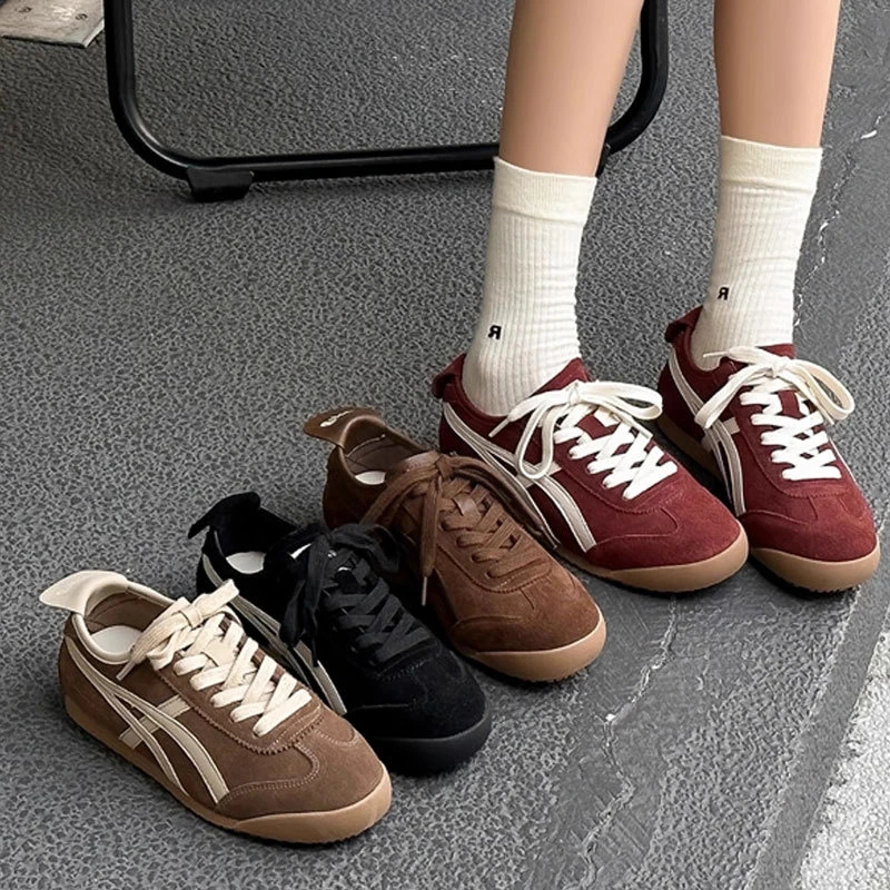 平底复古阿干鞋秋季新款百搭软底运动休闲板鞋舒适德训鞋潮百搭