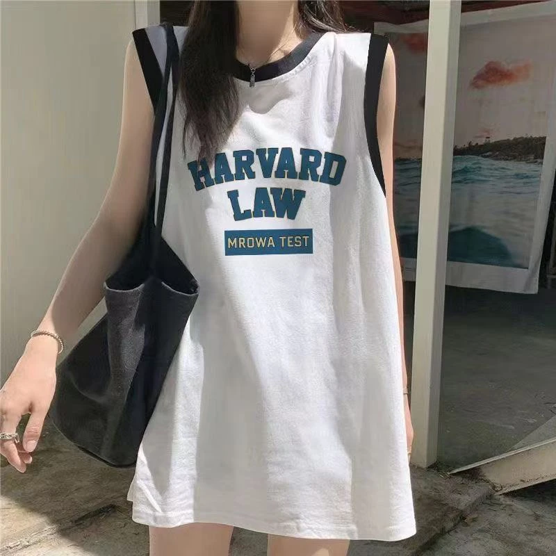 夏季休闲款字母印花短袖t恤百搭2-300斤韩版胖MM宽松大码无袖背心