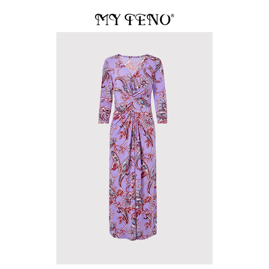 马天奴春夏季气质高级春夏新款花卉印花亲肤显型连衣裙VHS570DRX0