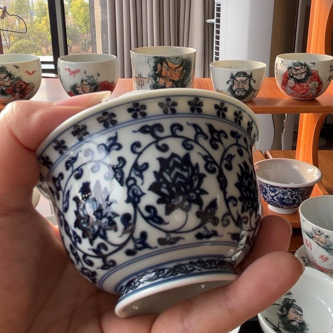 咋***了缠枝莲两才盖碗手绘