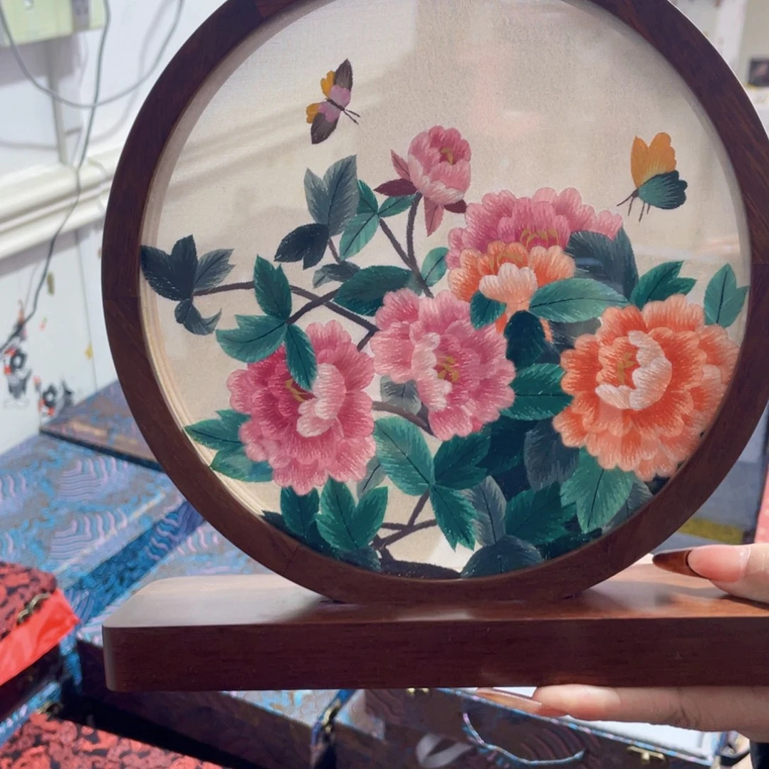 织绣正品苏绣手工绣摆台一字灯