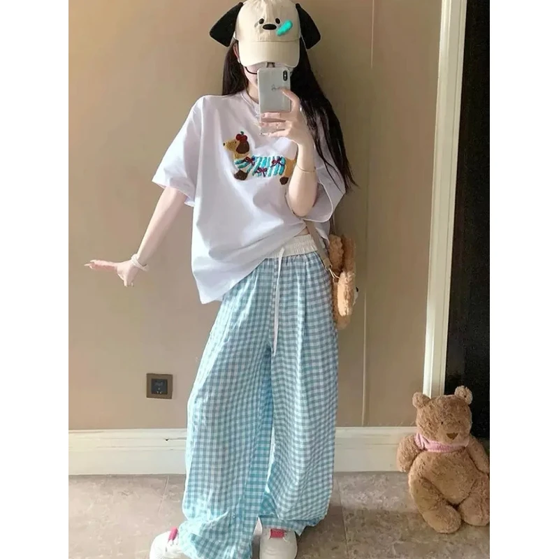 新款2025格子裤春夏高腰宽松休闲山本裤直筒复古阔腿裤薄款