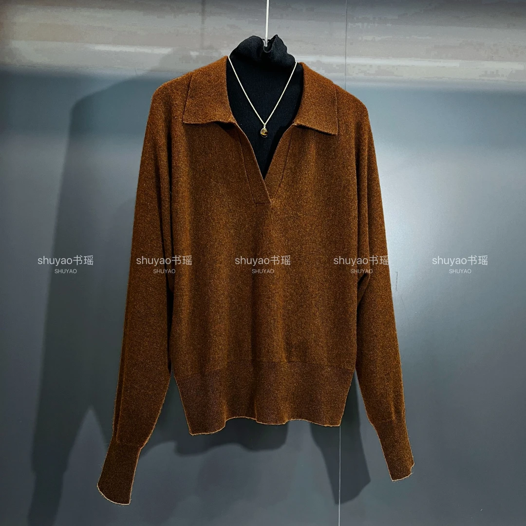 【山羊绒】V领针织女冬季新款慵懒风显瘦毛衣外搭