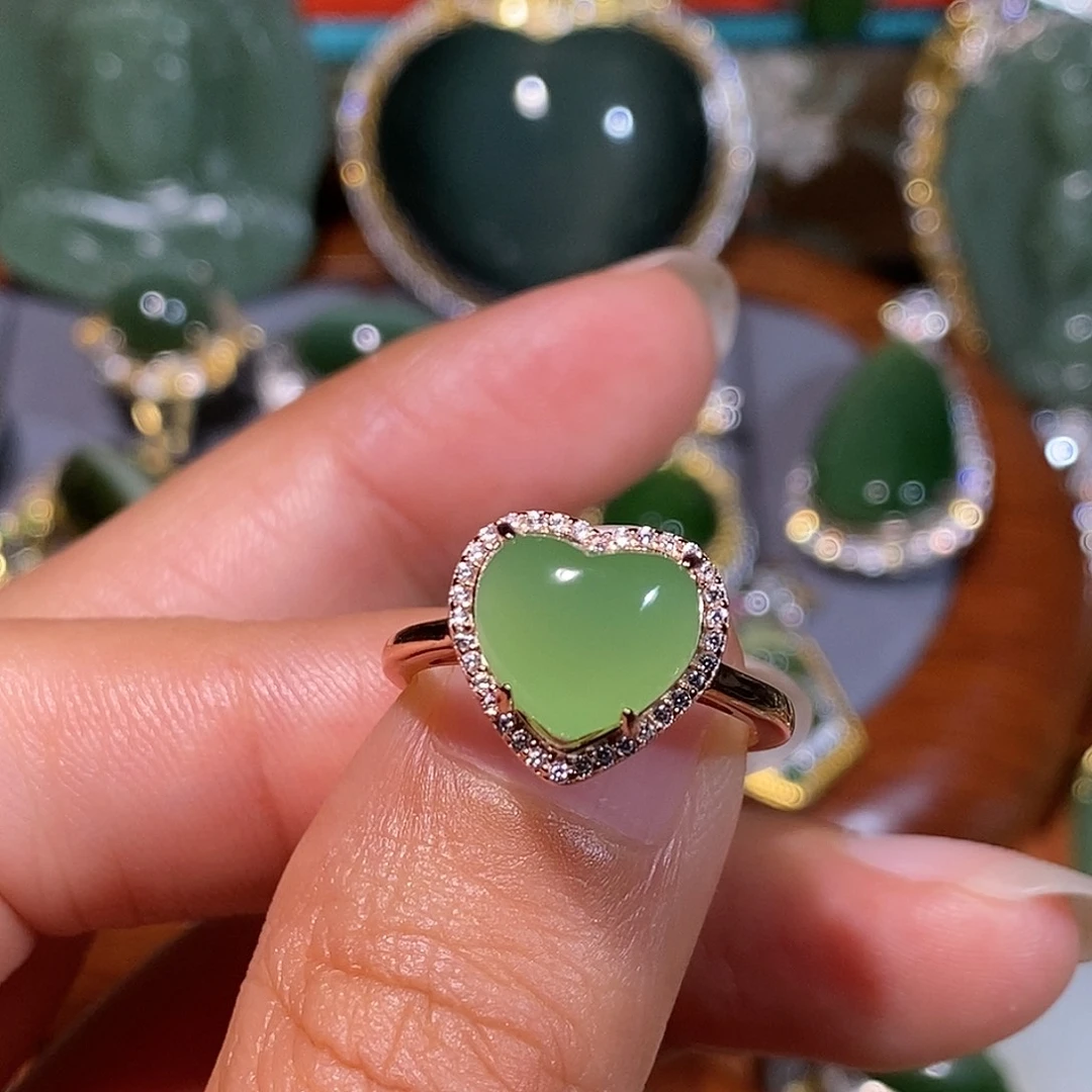 和田玉银S925镶嵌戒指