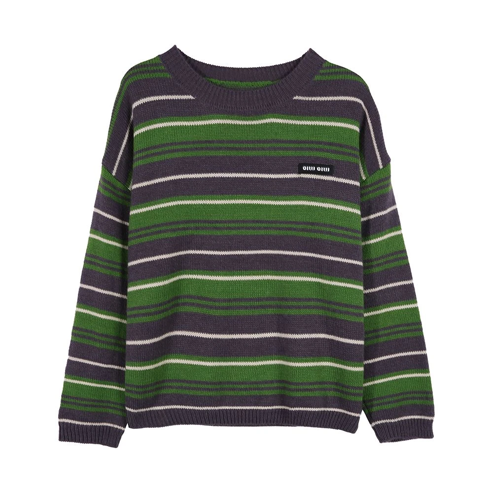 【珀嫚服饰】新款条纹撞色设计休闲时尚针织衫24-172-6623