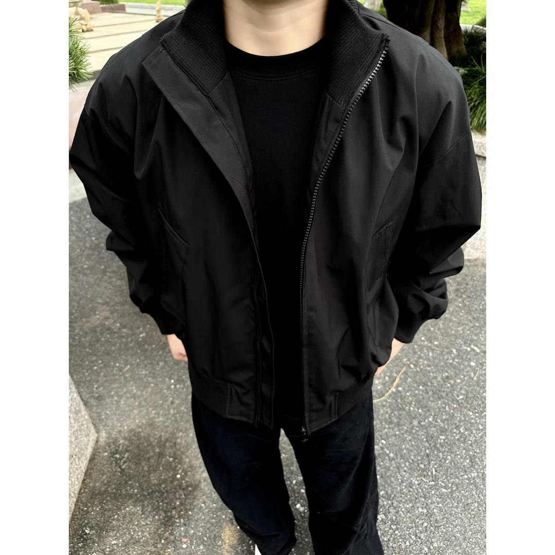 bomber短款廓形飞行员夹克男秋季高级感穿搭美式复古立领工装外套