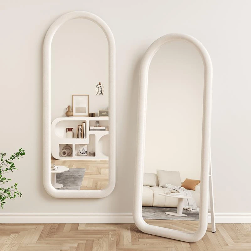 B全身镜网红ins风落地镜家用高级感穿衣镜壁挂式卧室奶油风试衣镜