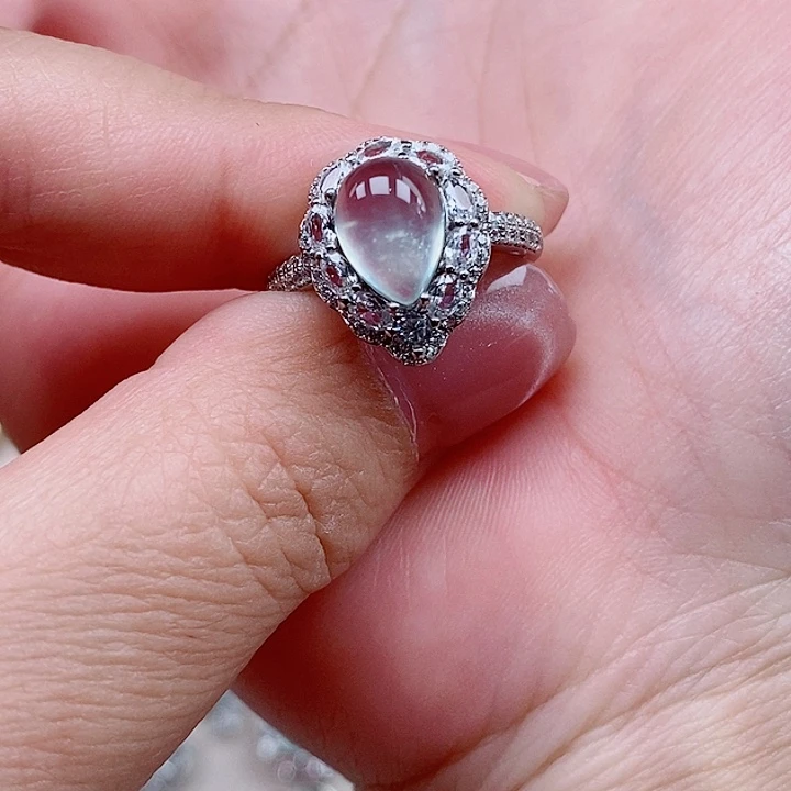 蛇纹石玉银S925镶嵌戒指