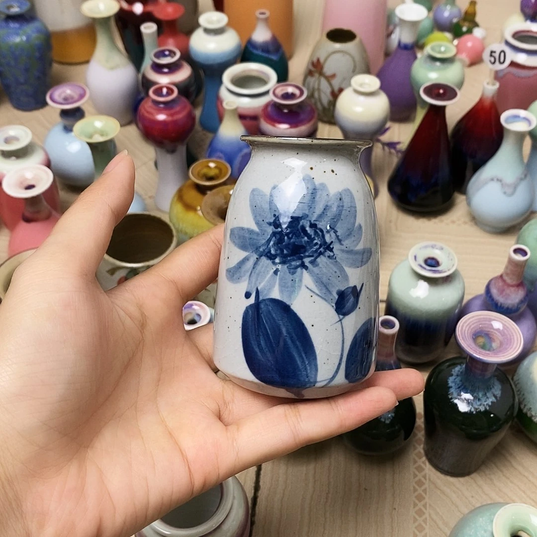 摆件巴掌大景德镇高温陶瓷小花器