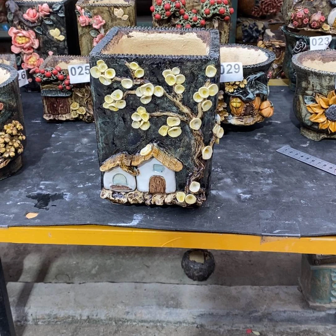 红陶青藤花器多肉花盆