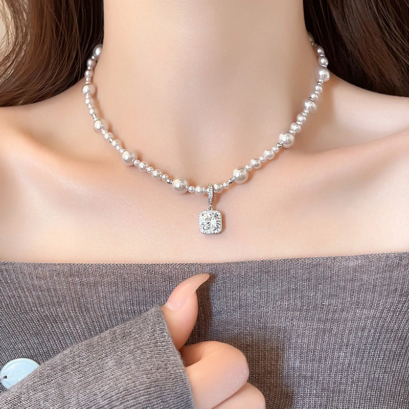 CK 合金项链 曼塔玫瑰方糖贝珠项链颈链女款2025新款爆款锁骨链颈