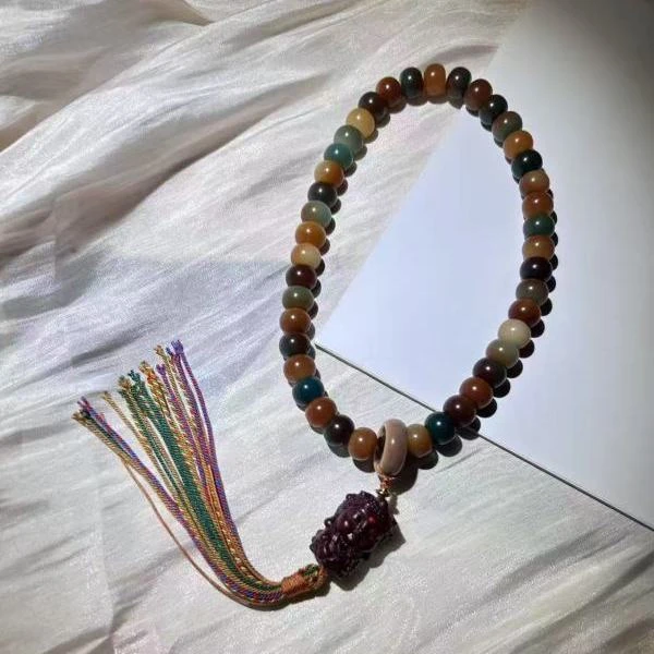 天然多黑檀木手串配貔貅吊坠古风祈福饰品595