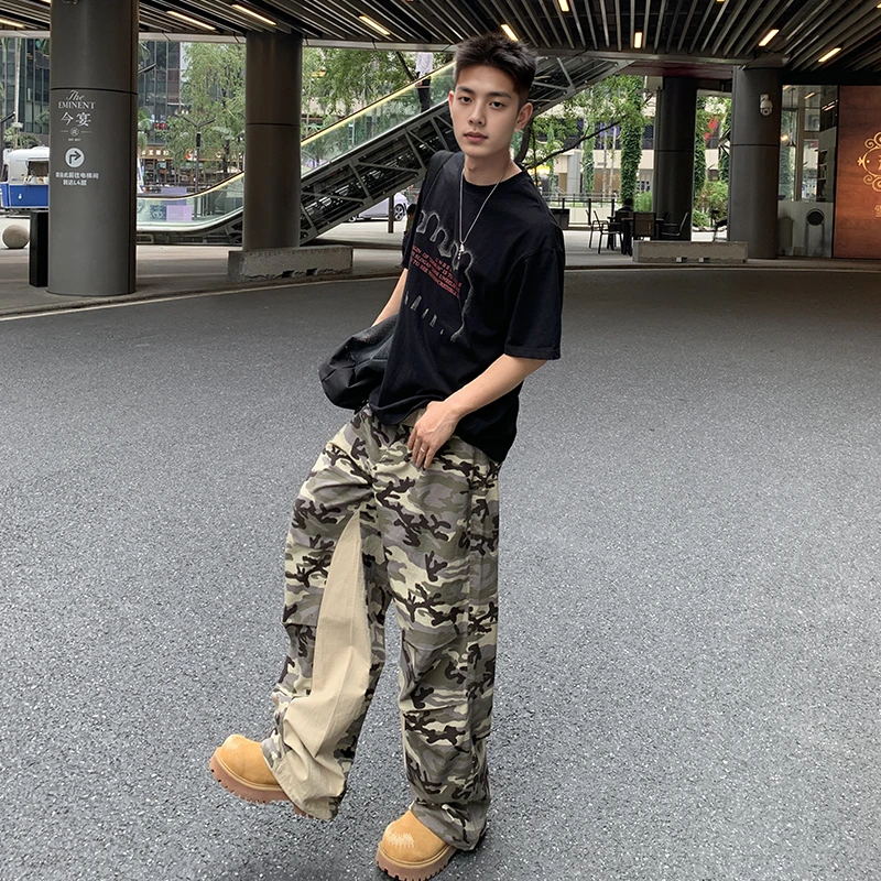 Lookun 绽 迷彩休闲裤工装风长裤宽松夏季迷彩裤宽松中腰嘻哈男女