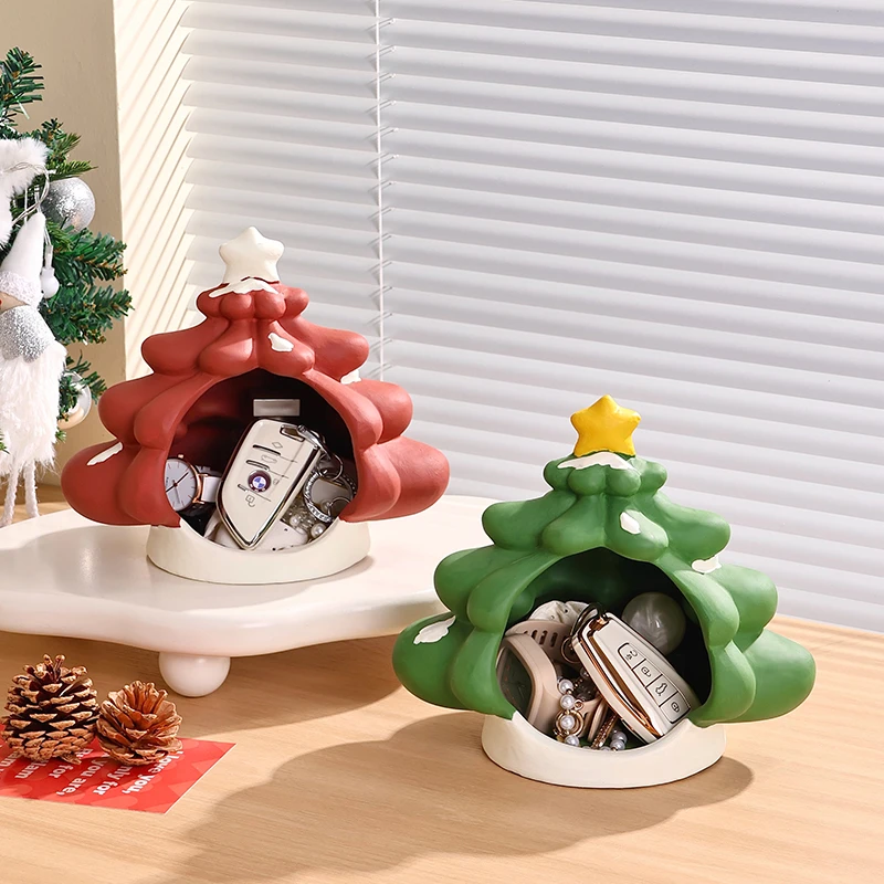 可爱圣诞树钥匙收纳摆件入户玄关客厅桌面高颜值家居装饰乔迁礼物