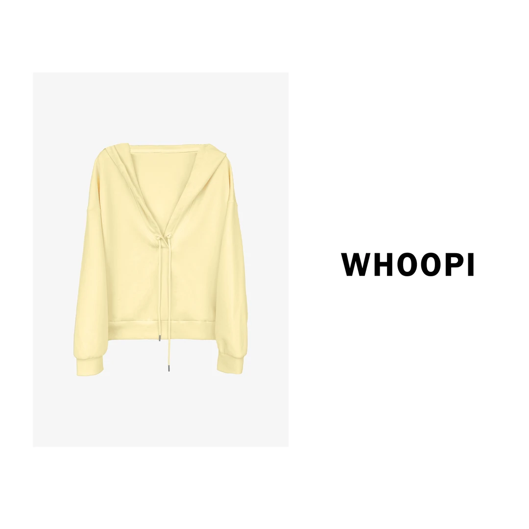 【Whoopi】【元气治愈】巨好看松弛感抽绳连帽卫衣秋季宽松长袖上衣