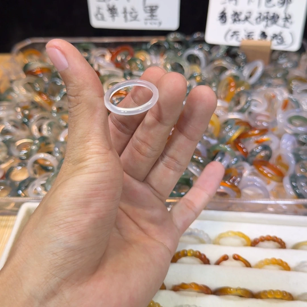 玛瑙/玉髓戒指未镶嵌46号25 圈满9.9包邮有瑕疵