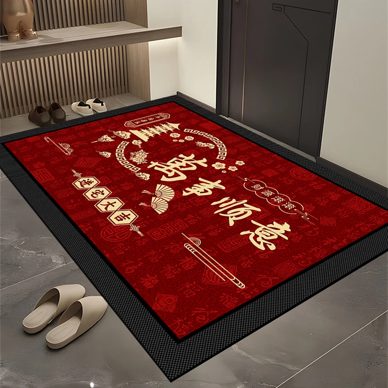 Q200-100*120红色玄关入户吸水速干地毯地垫耐脏易打理