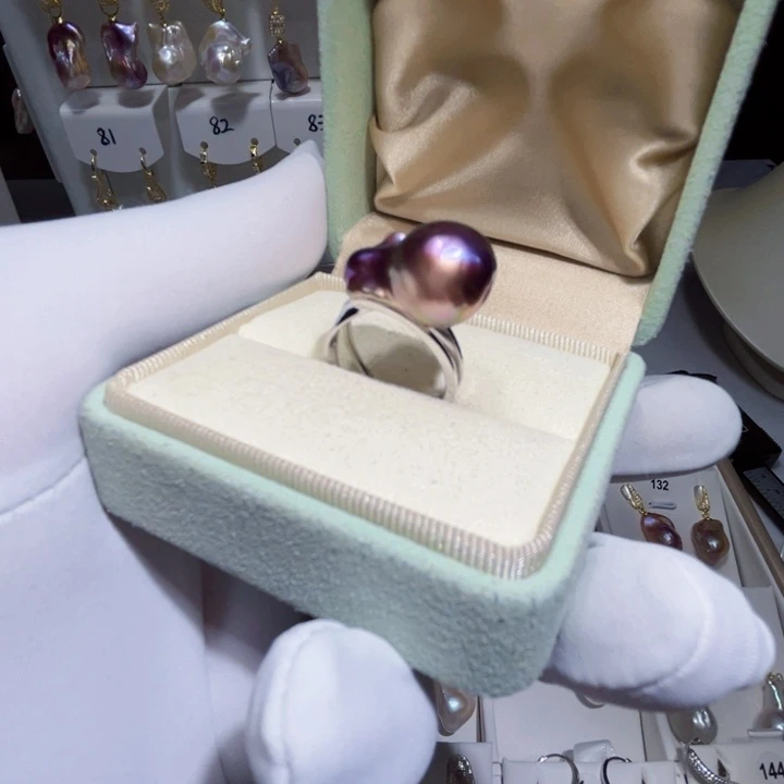 淡水珍珠戒指银S925镶嵌乐*宝