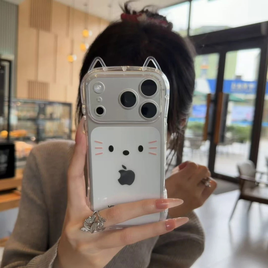 BANCAkitty表情适用iPhone16/17猫耳朵手机壳华为vivo小米15oppo