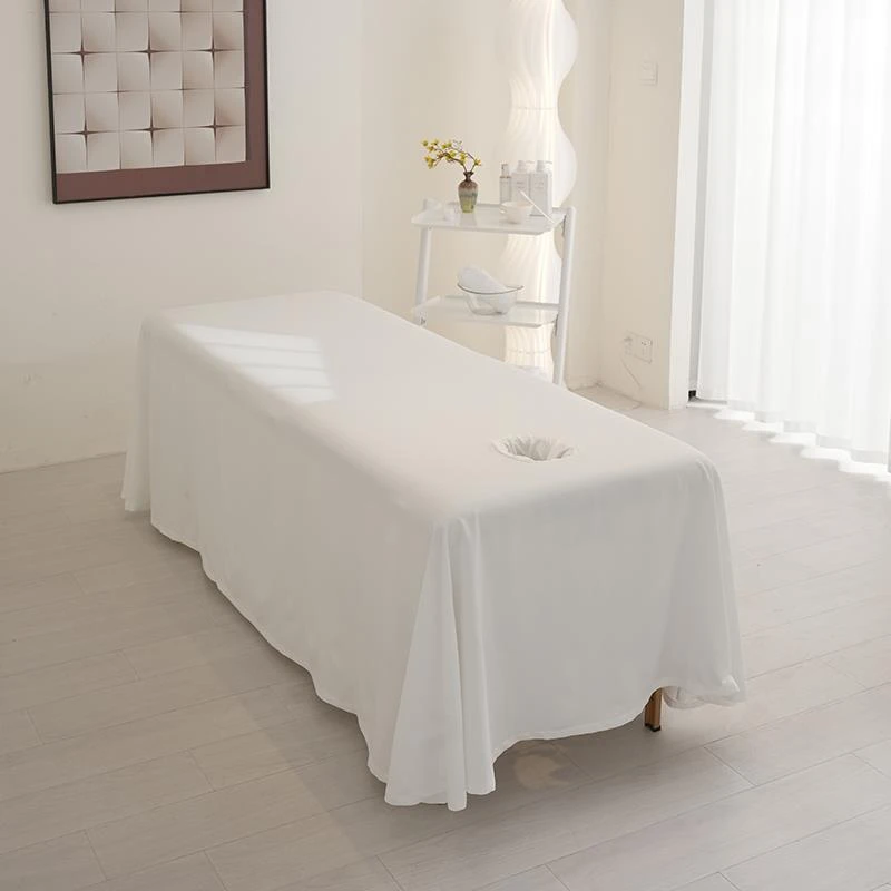 美容床罩单件带洞高档柔肤棉纯色加大床单一片式美容院用床套纯色