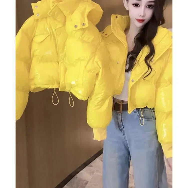 韩版时尚百搭短款连帽棉服女2025冬季新款独特气质面包服外穿保暖