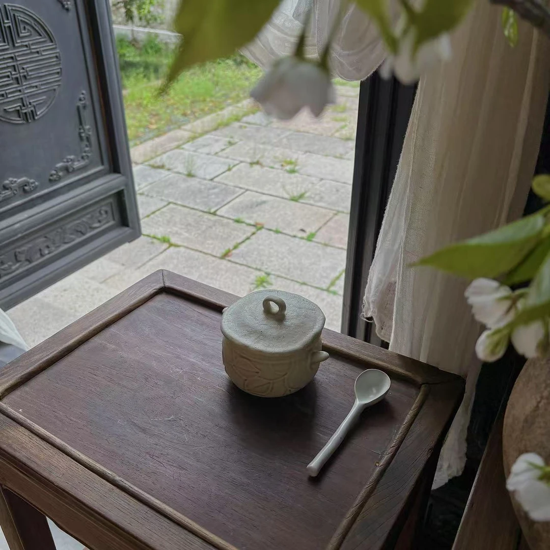 小喜宅 白禾盖盅+手工小汤勺