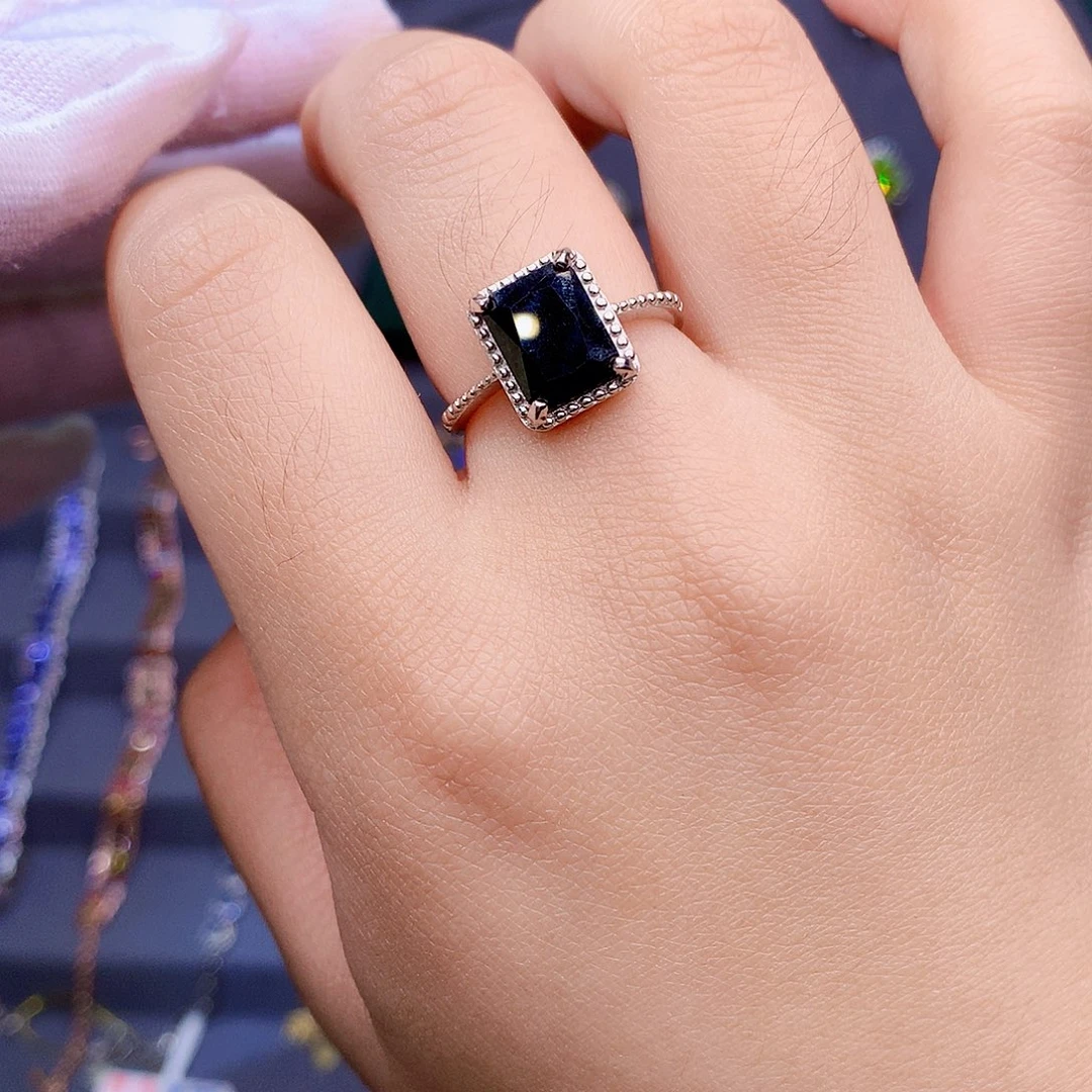 蓝宝石戒指银S925镶嵌