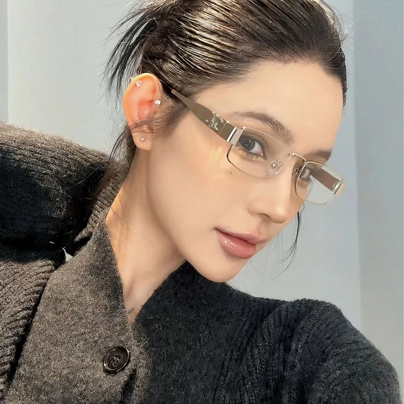 2025新款金属银色复古方框斯文金丝长方形男女银框眼镜潮超轻