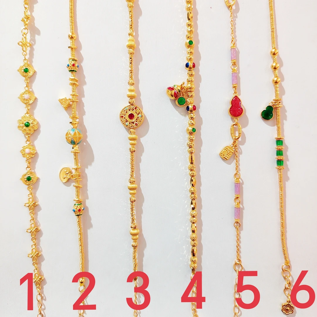 足金999珐琅女士精致手链夏日清新